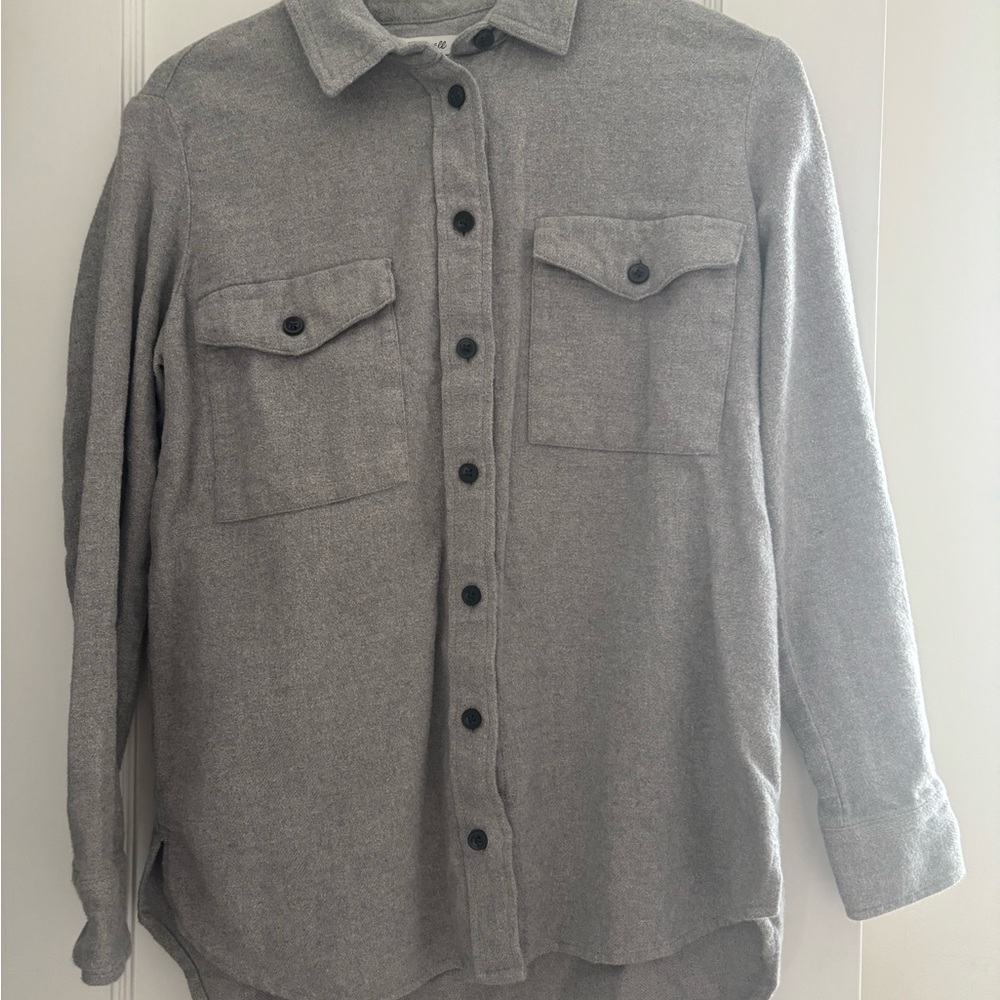 Madewell Gray Flannel Button-Up Shirt